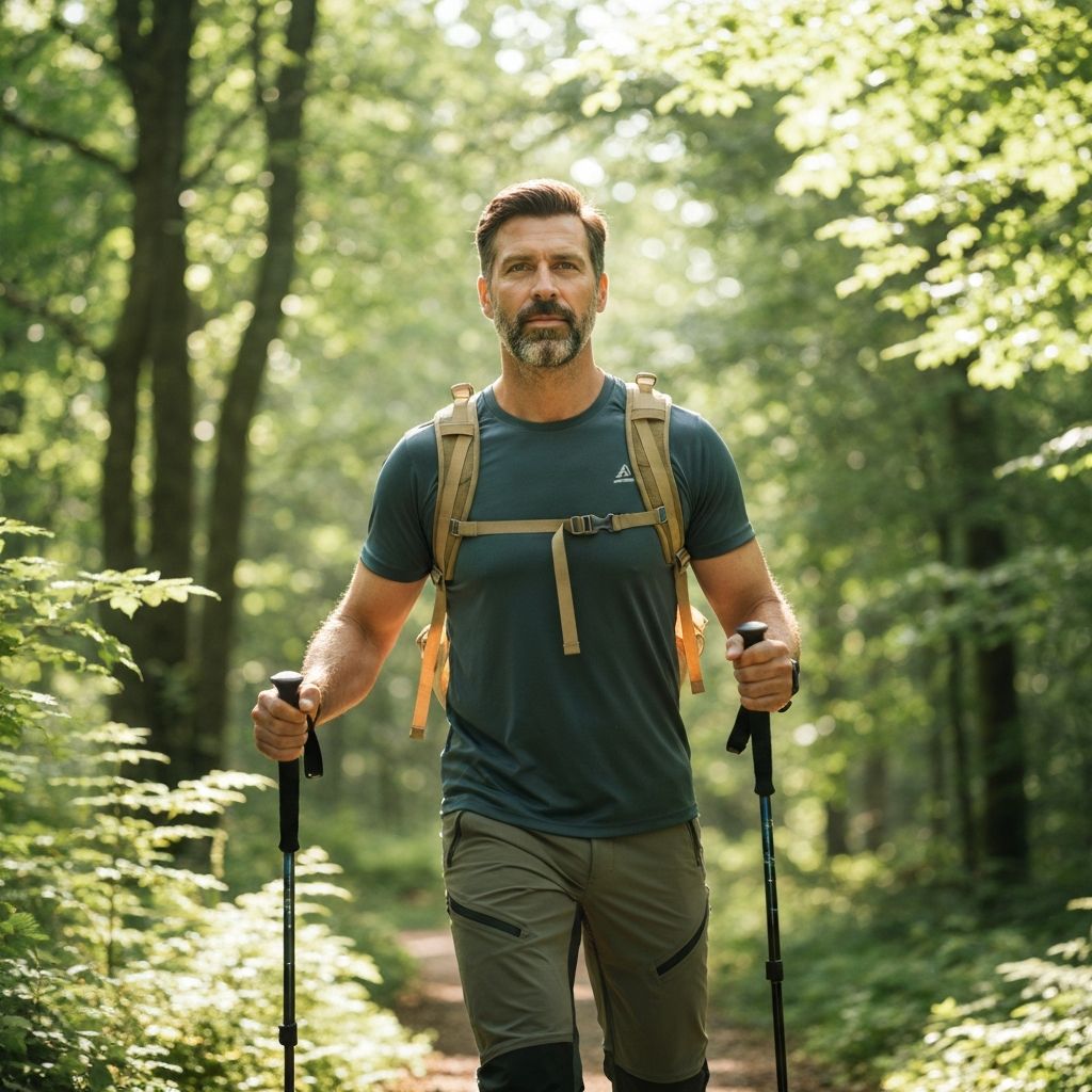 Active men's lifestyle with natural supplements